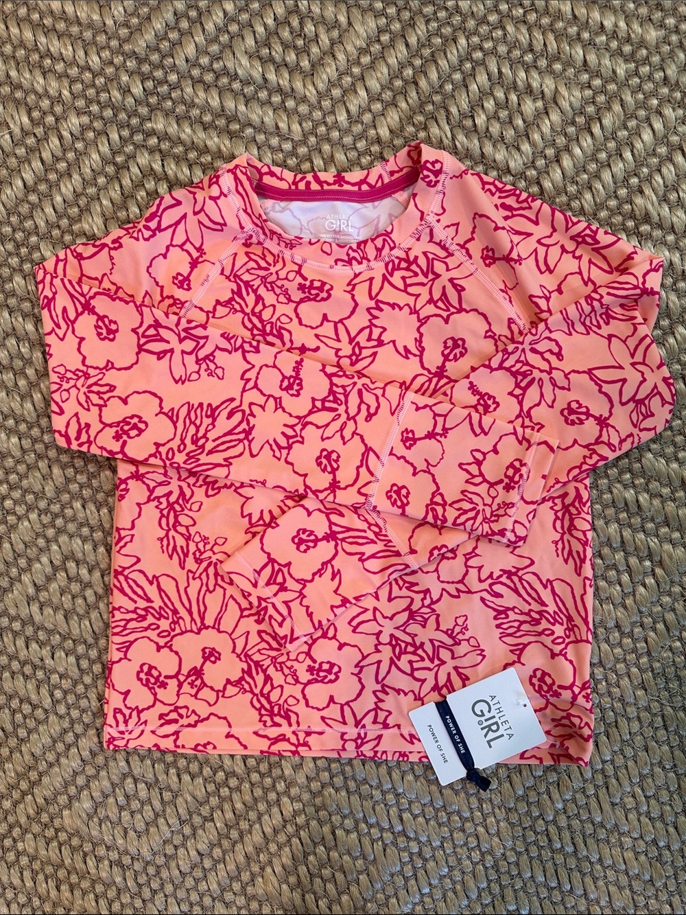 Athleta Girls Pink & Salmon Floral Rashguard